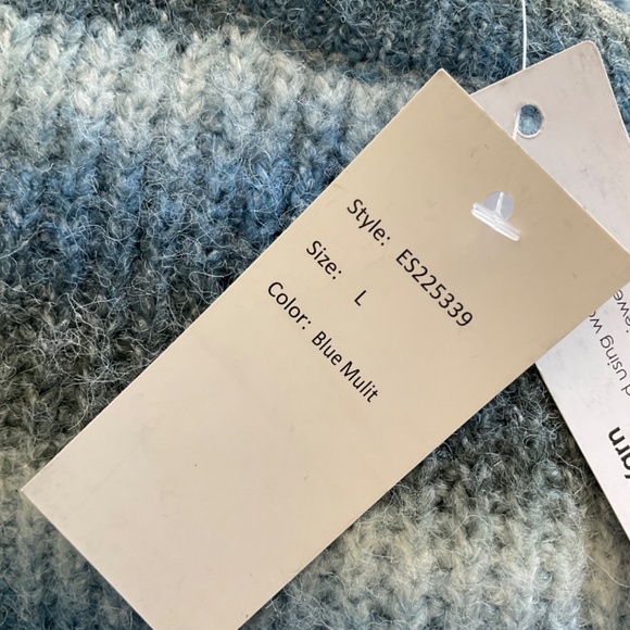 NWT Belle Belldini striped sweater wool blend ombré blue gray nautical boho L - Picture 6 of 16